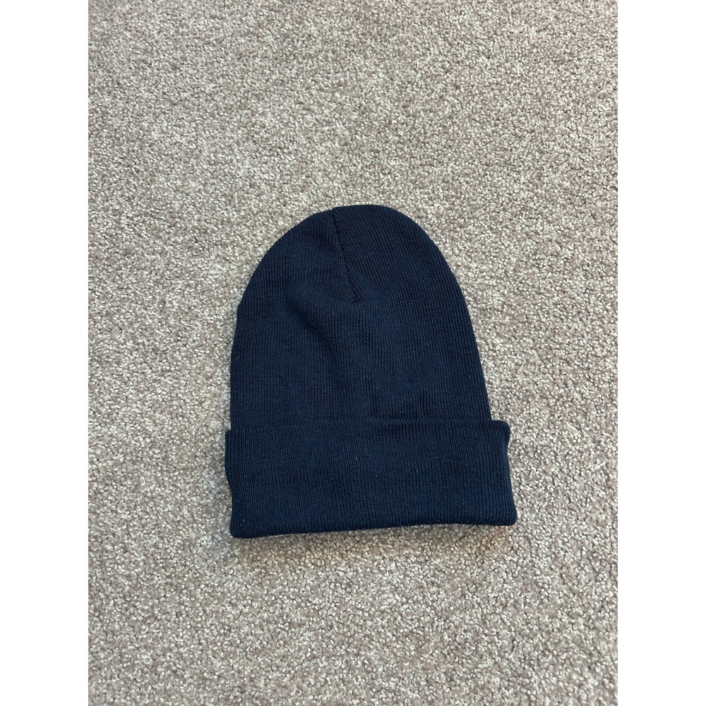 Knit Beanie Hat Unisex OS Navy Blue Excellent Cuffed Winter Cap